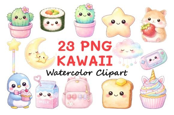 Download Cute Kawaii Clipart PNG Bundle - Cute kawaii clipart Collection