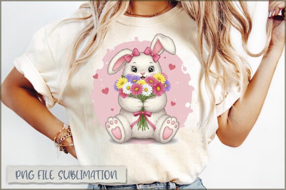 Download Funny Bunny with Flowers PNG - Premium Resources