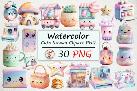 Download Watercolor Cute Kawaii Clipart PNG - Cute kawaii clipart Collection