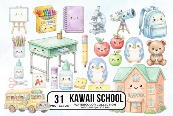 Download Back to School Cute Kawaii Clipart PNG - Cute kawaii clipart Collection