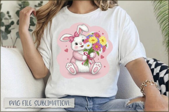 Download Funny Bunny with Flowers PNG - Premium Bundle