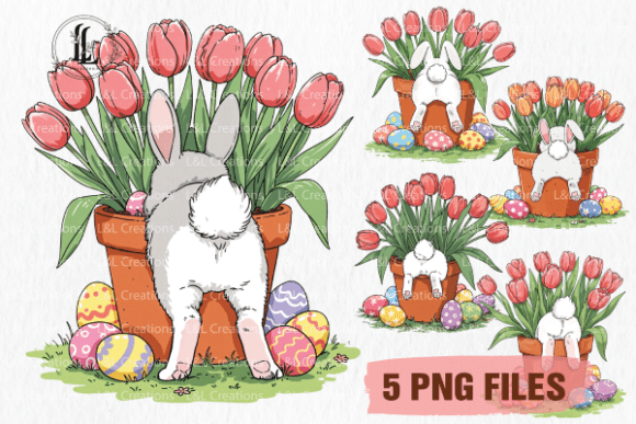 Download Easter Bunny with Flowers PNG Clipart - Premium Resources